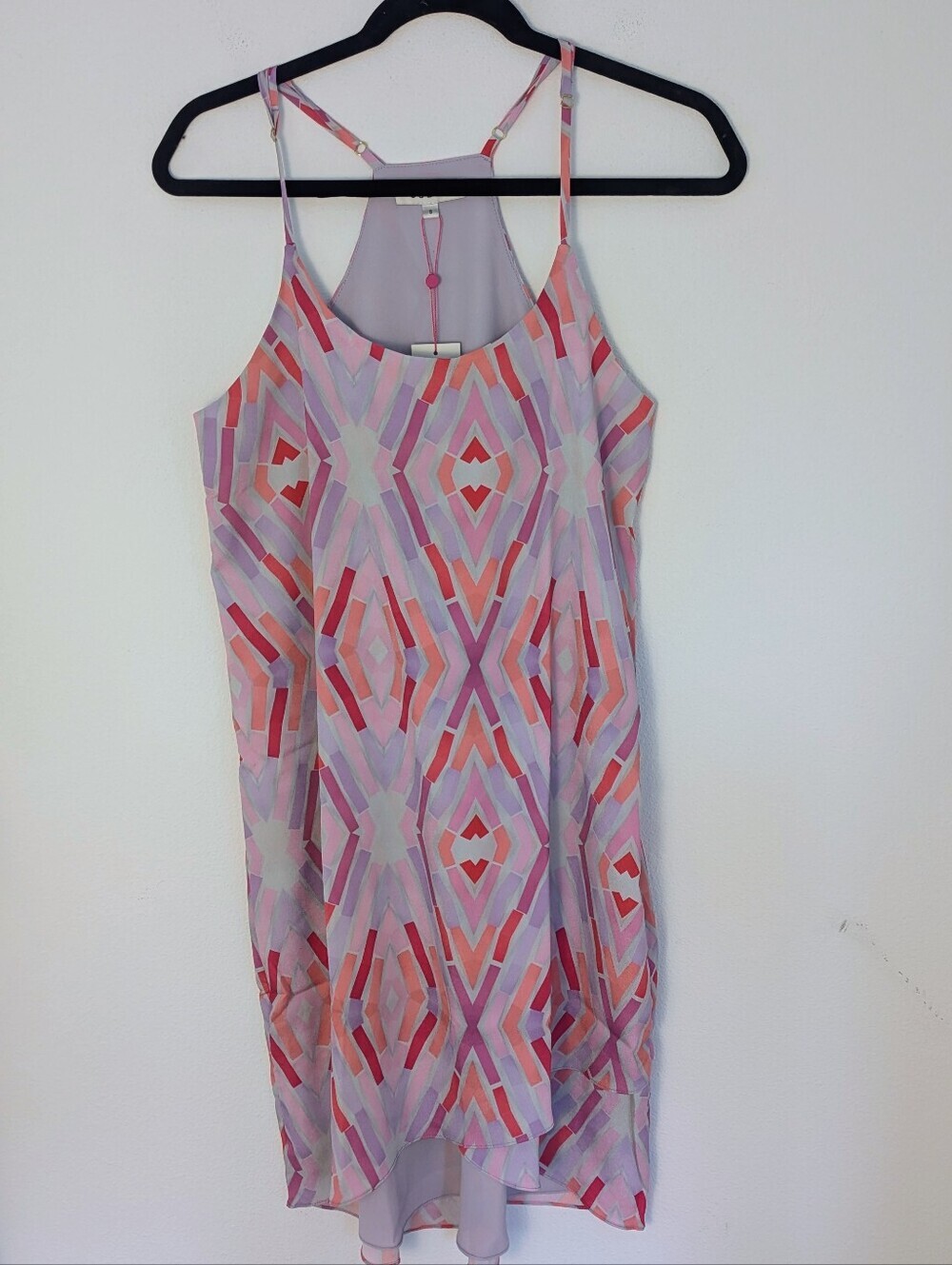 New Cuddy Magdalena Racerback Tank Shift Dress Purple Diamond Print Womens S